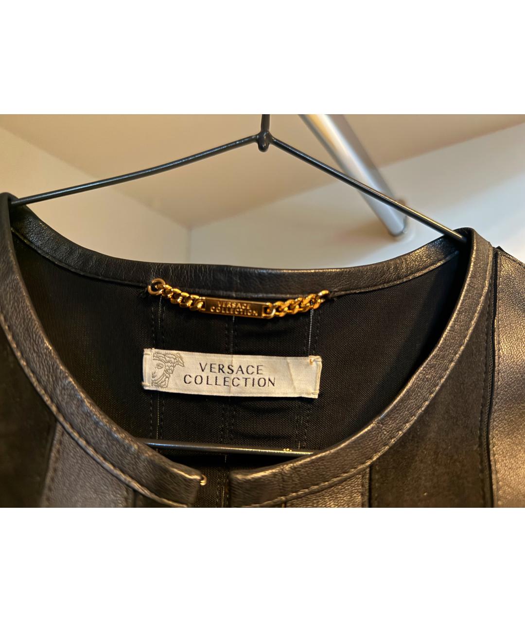 VERSACE COLLECTION Черная кожаная куртка, фото 5