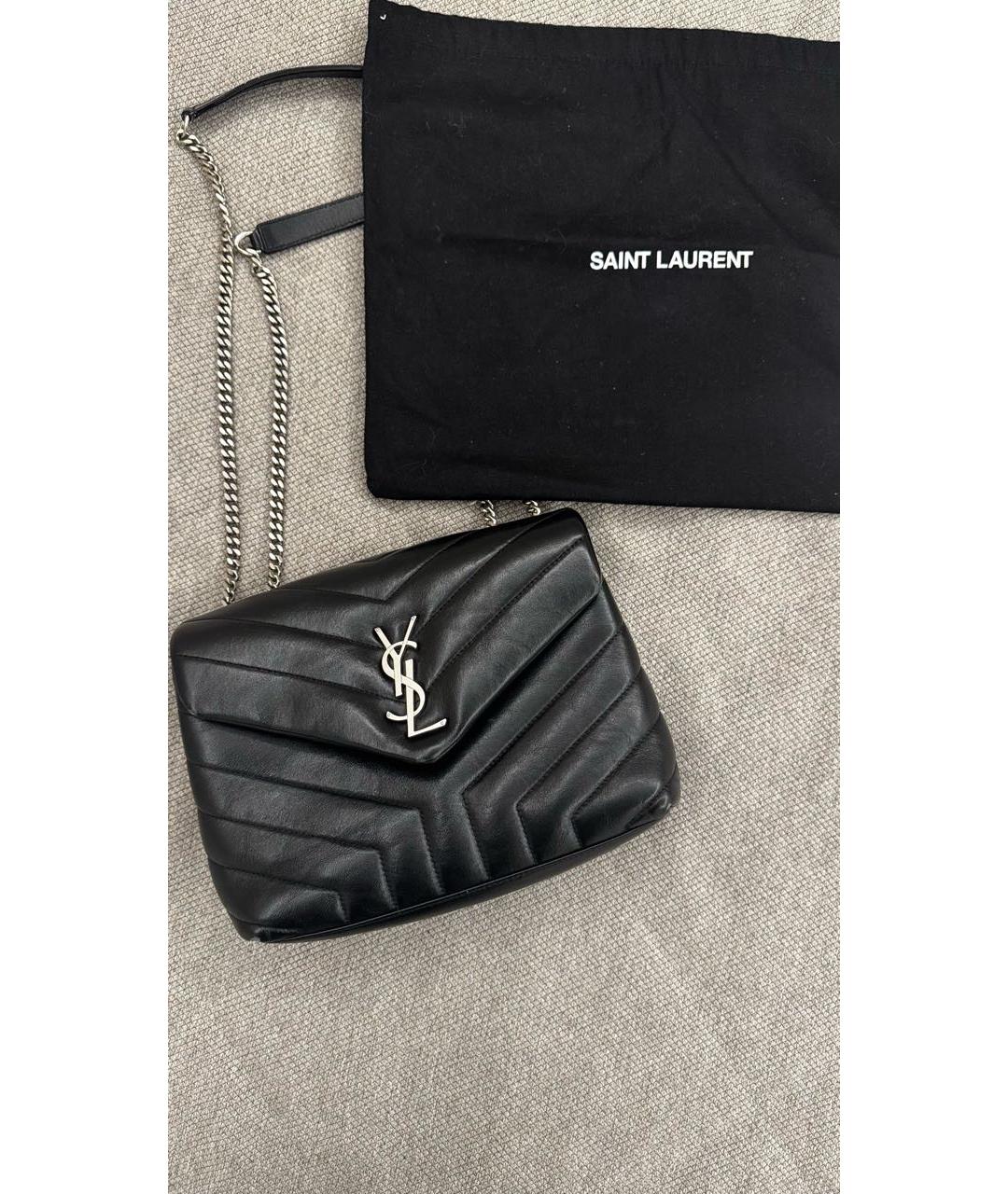 SAINT LAURENT Черная кожаная сумка через плечо, фото 2