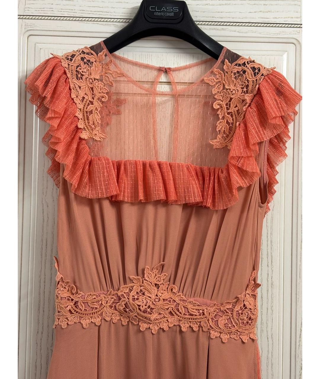 ELISABETTA FRANCHI Коралловый кружевной комбинезон, фото 3
