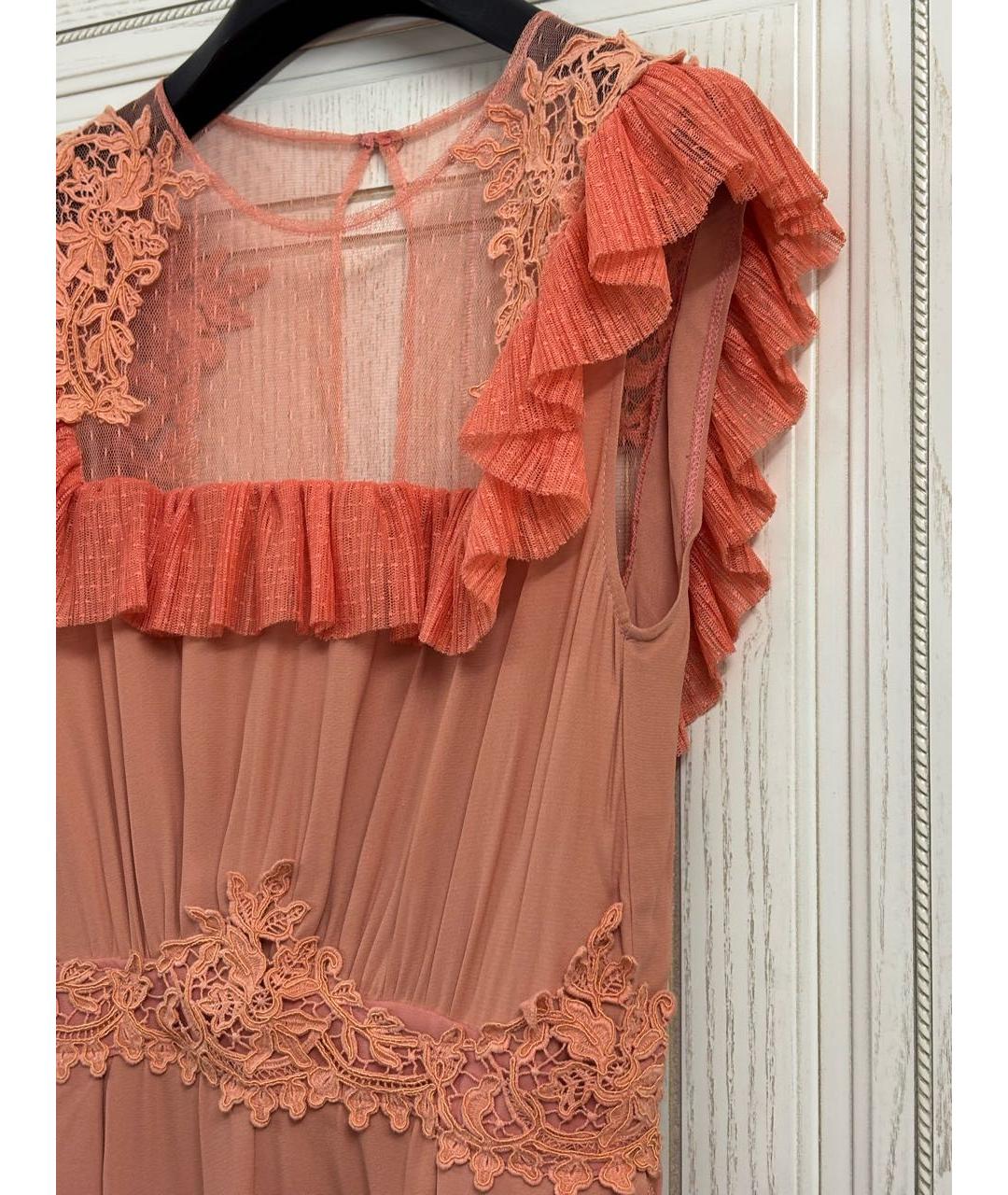 ELISABETTA FRANCHI Коралловый кружевной комбинезон, фото 8