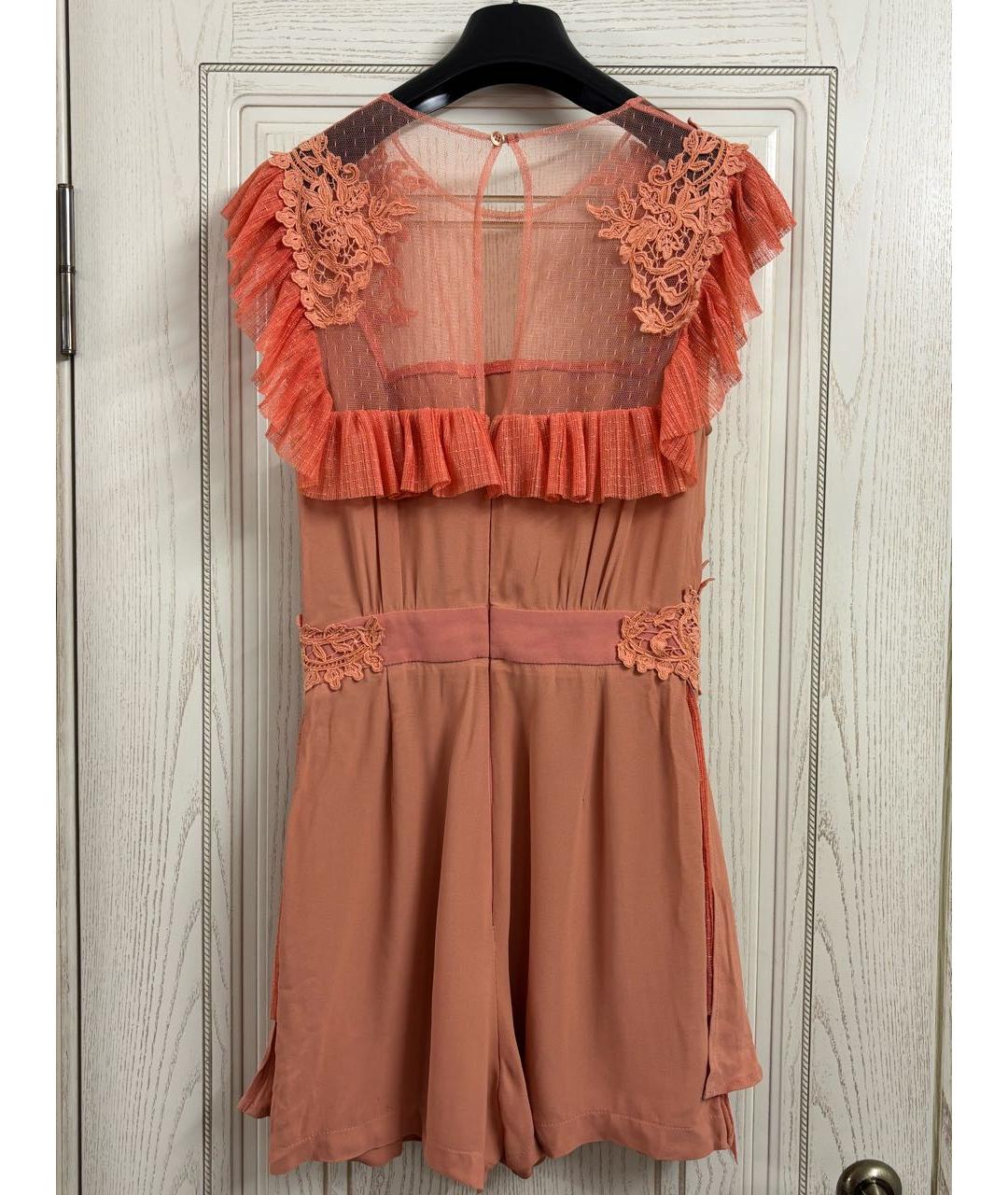 ELISABETTA FRANCHI Коралловый кружевной комбинезон, фото 2