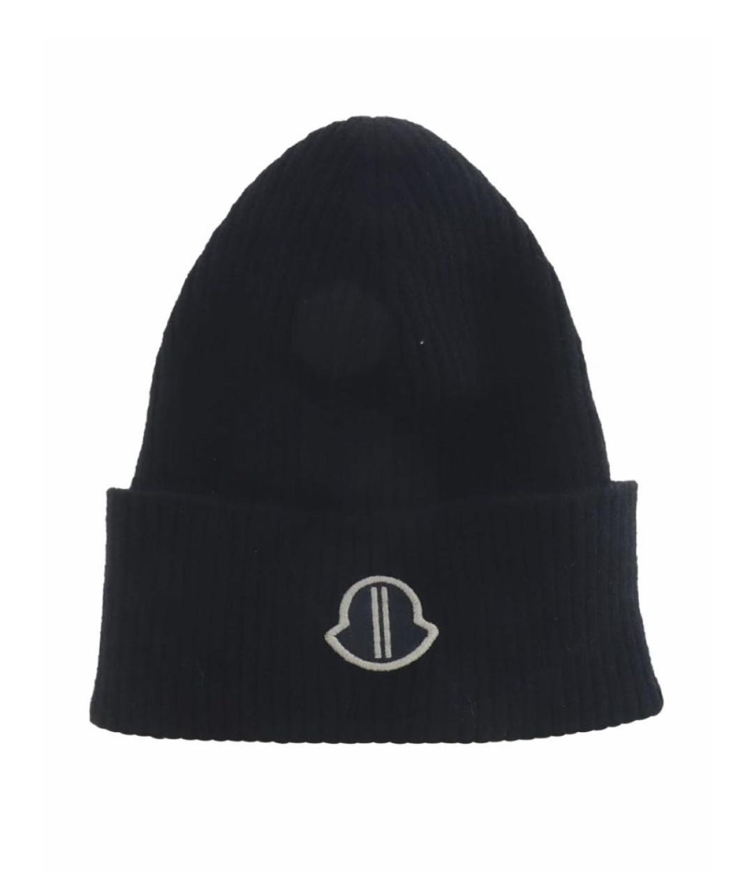 MONCLER Черная шерстяная шапка, фото 1