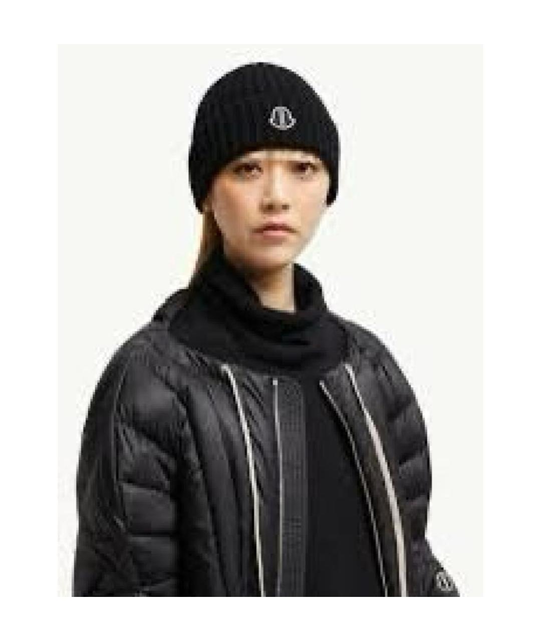 MONCLER Черная шерстяная шапка, фото 3