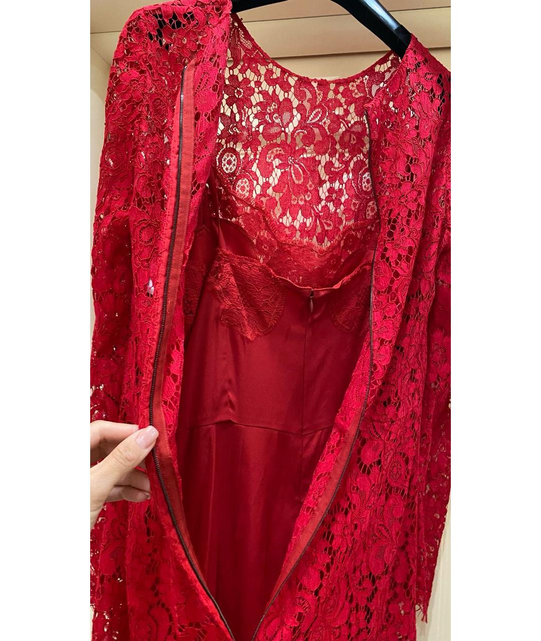 DOLCE&GABBANA Красное кружевное платье, фото 7