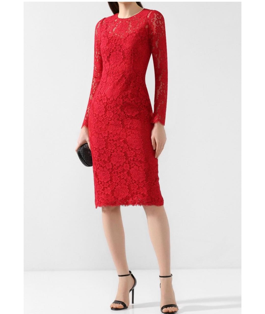 DOLCE&GABBANA Красное кружевное платье, фото 5