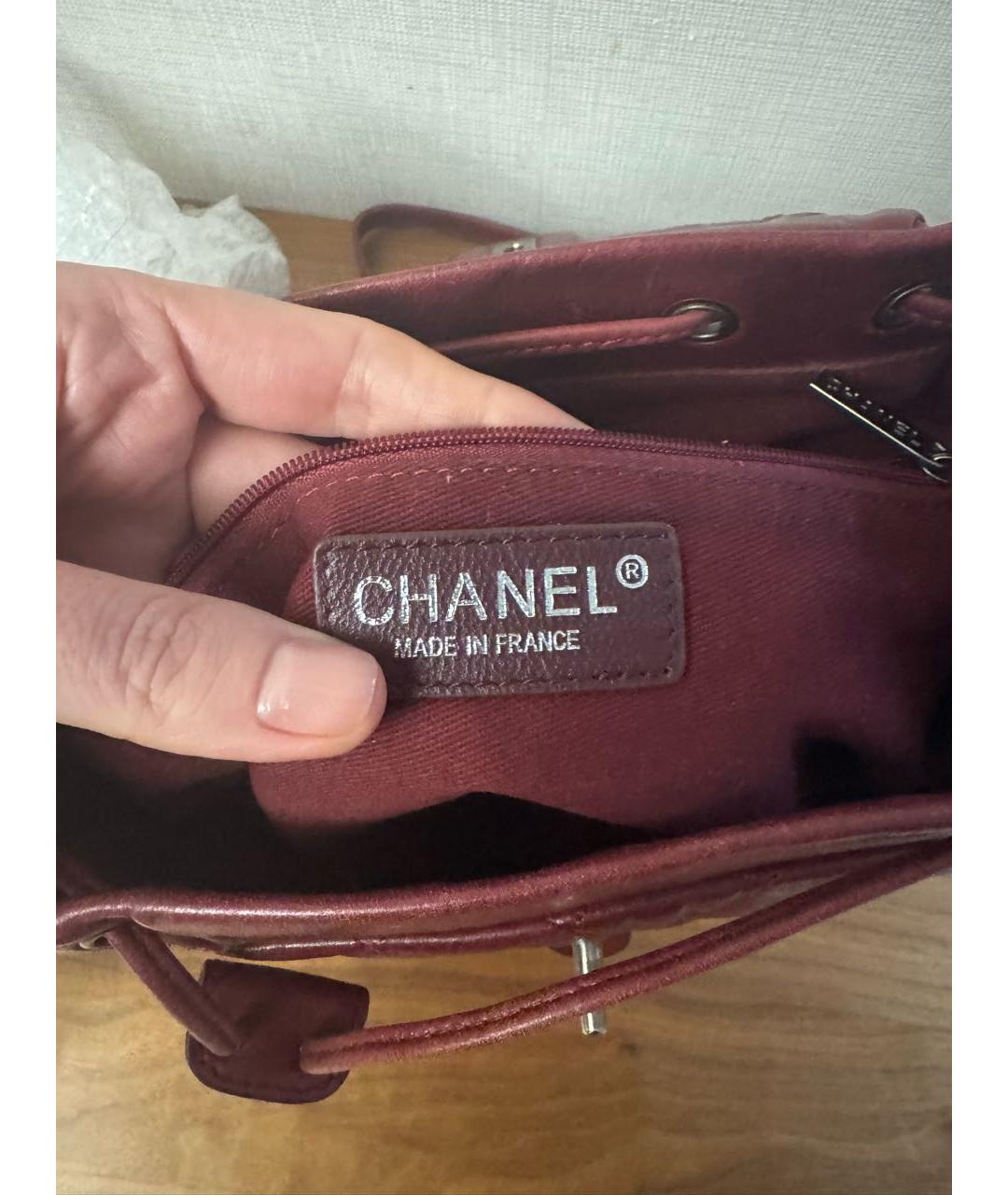CHANEL Бордовый кожаный рюкзак, фото 5