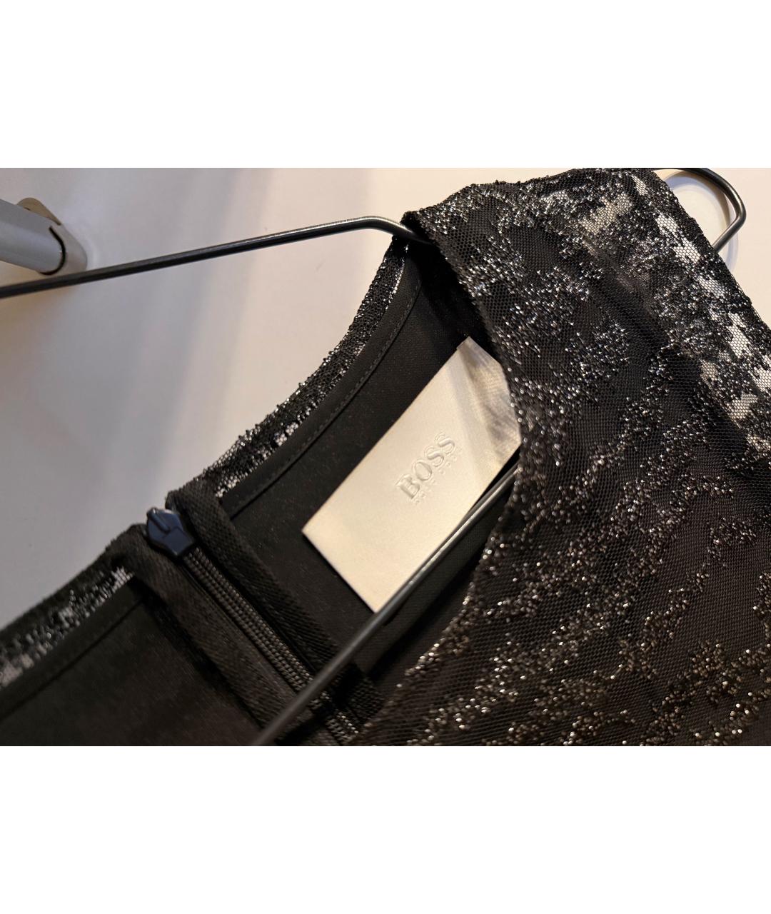 HUGO BOSS Черное полиэстеровое вечернее платье, фото 4