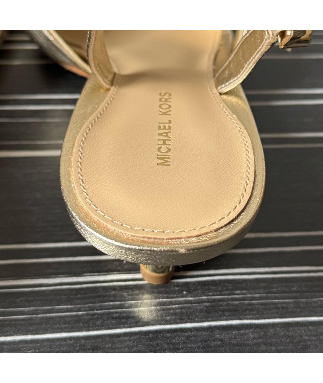 MICHAEL KORS Золотые кожаные туфли, фото 5
