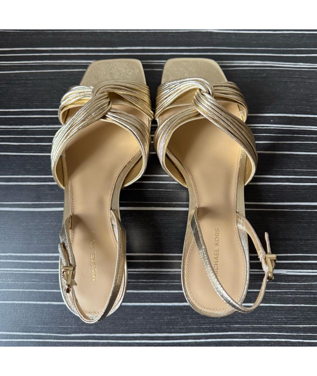 MICHAEL KORS Золотые кожаные туфли, фото 3