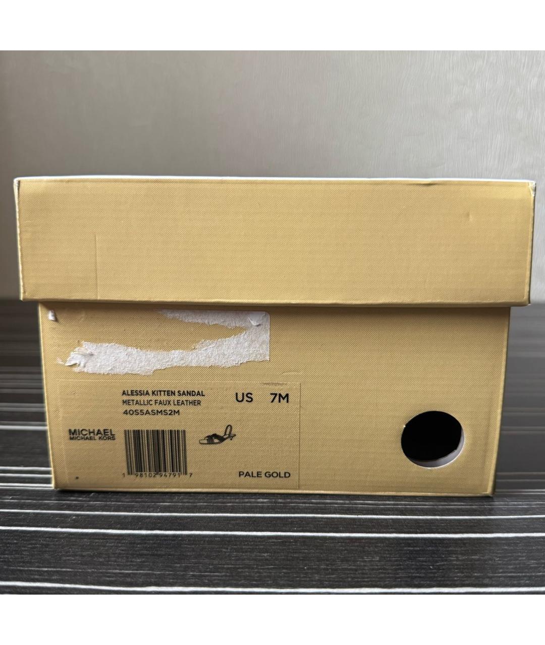 MICHAEL KORS Золотые кожаные туфли, фото 8