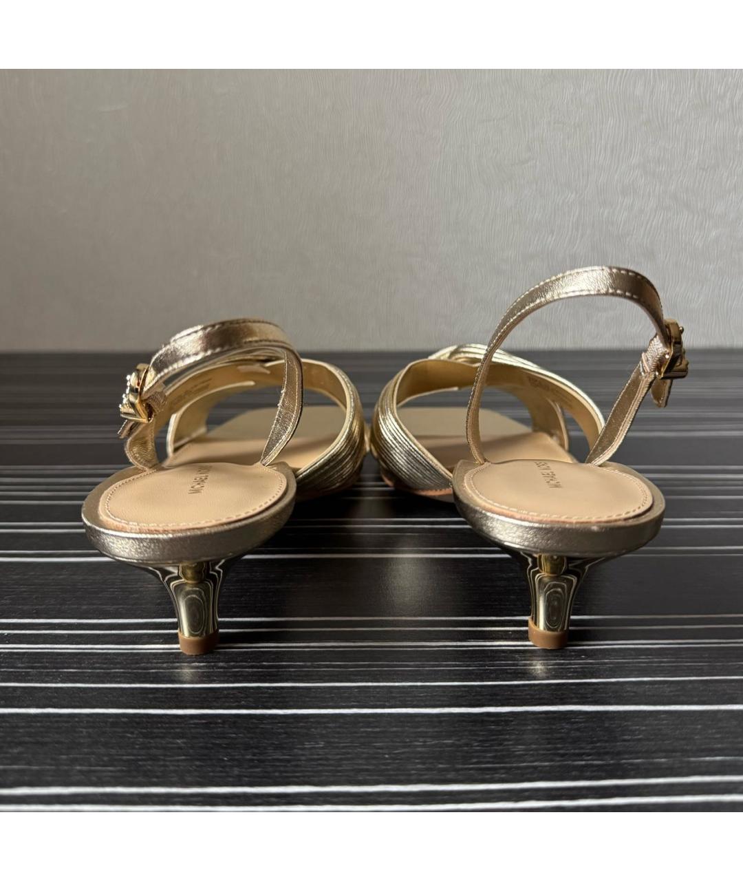 MICHAEL KORS Золотые кожаные туфли, фото 4