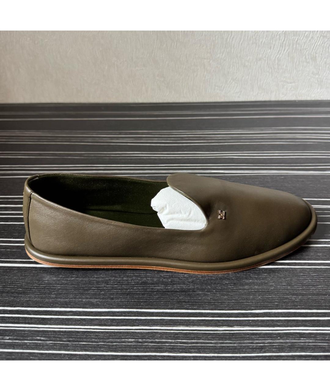 MAX MARA Хаки кожаные лоферы, фото 8
