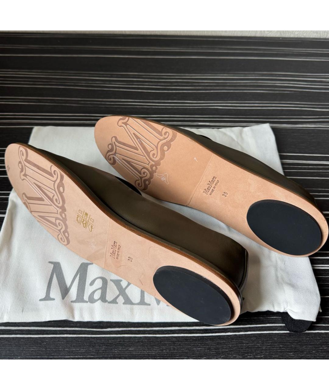 MAX MARA Хаки кожаные лоферы, фото 6