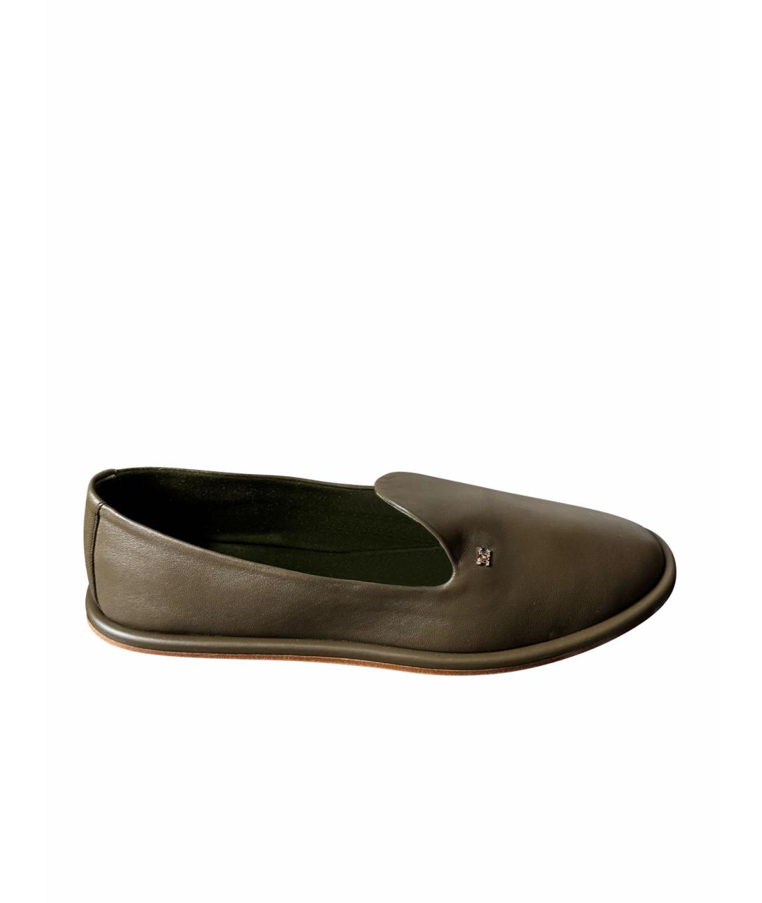 MAX MARA Хаки кожаные лоферы, фото 1