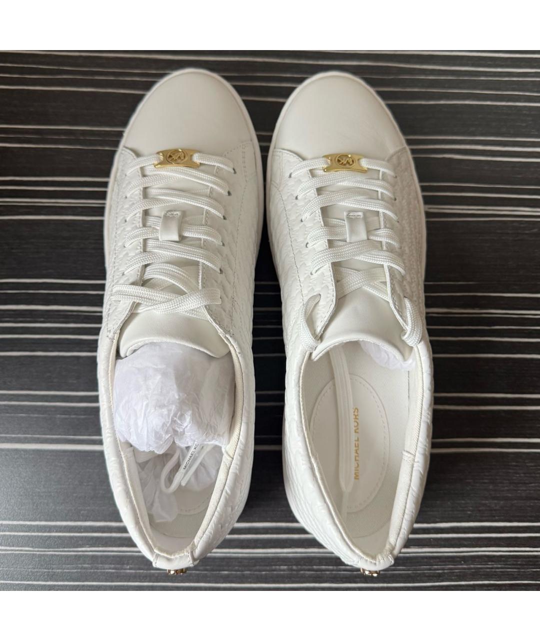 MICHAEL KORS Белые кожаные кеды, фото 4