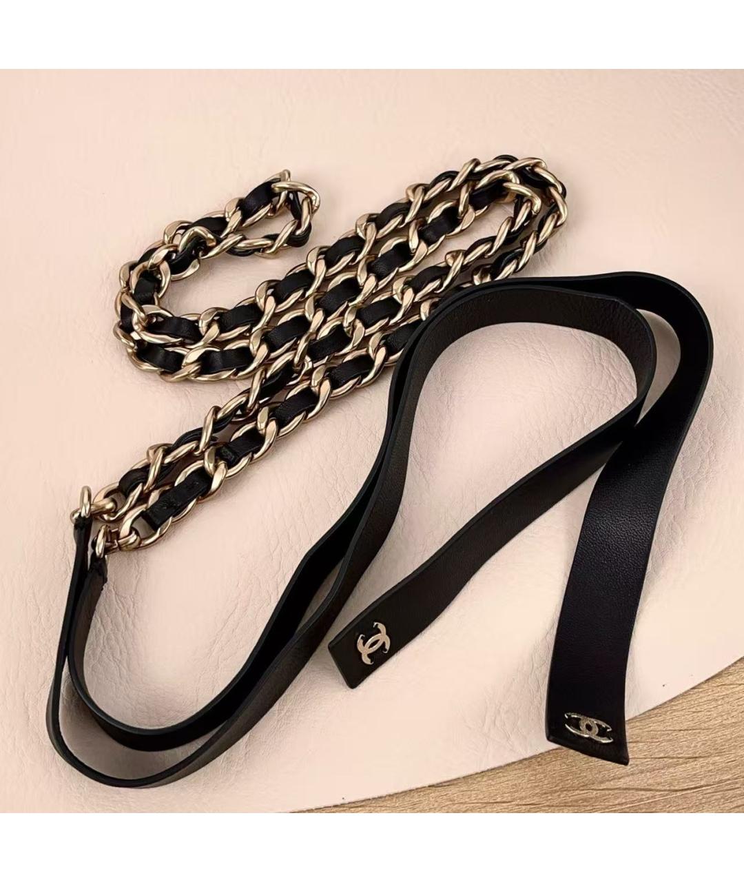 CHANEL Черная кожаная цепочка, фото 3