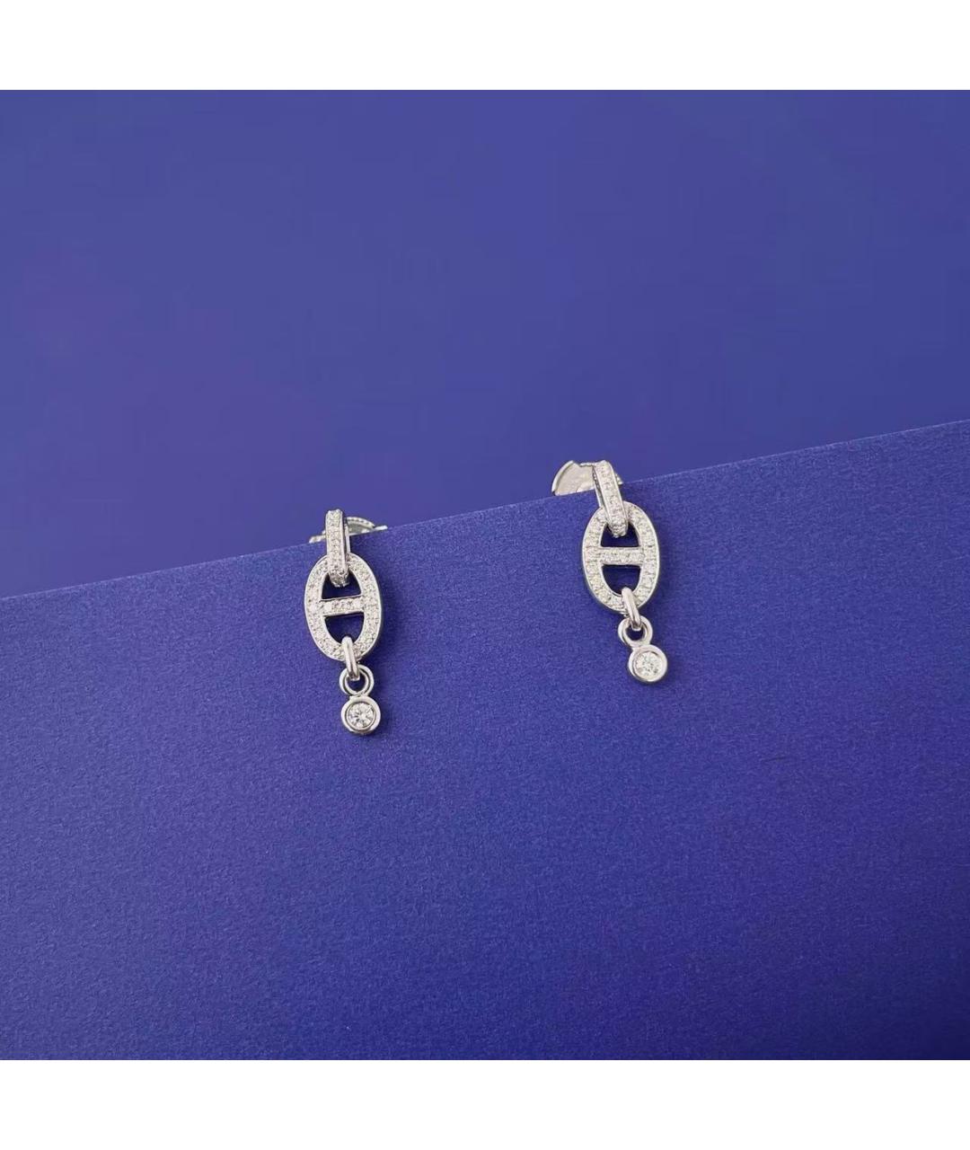 HERMES Серебряные серьги из белого золота, фото 2