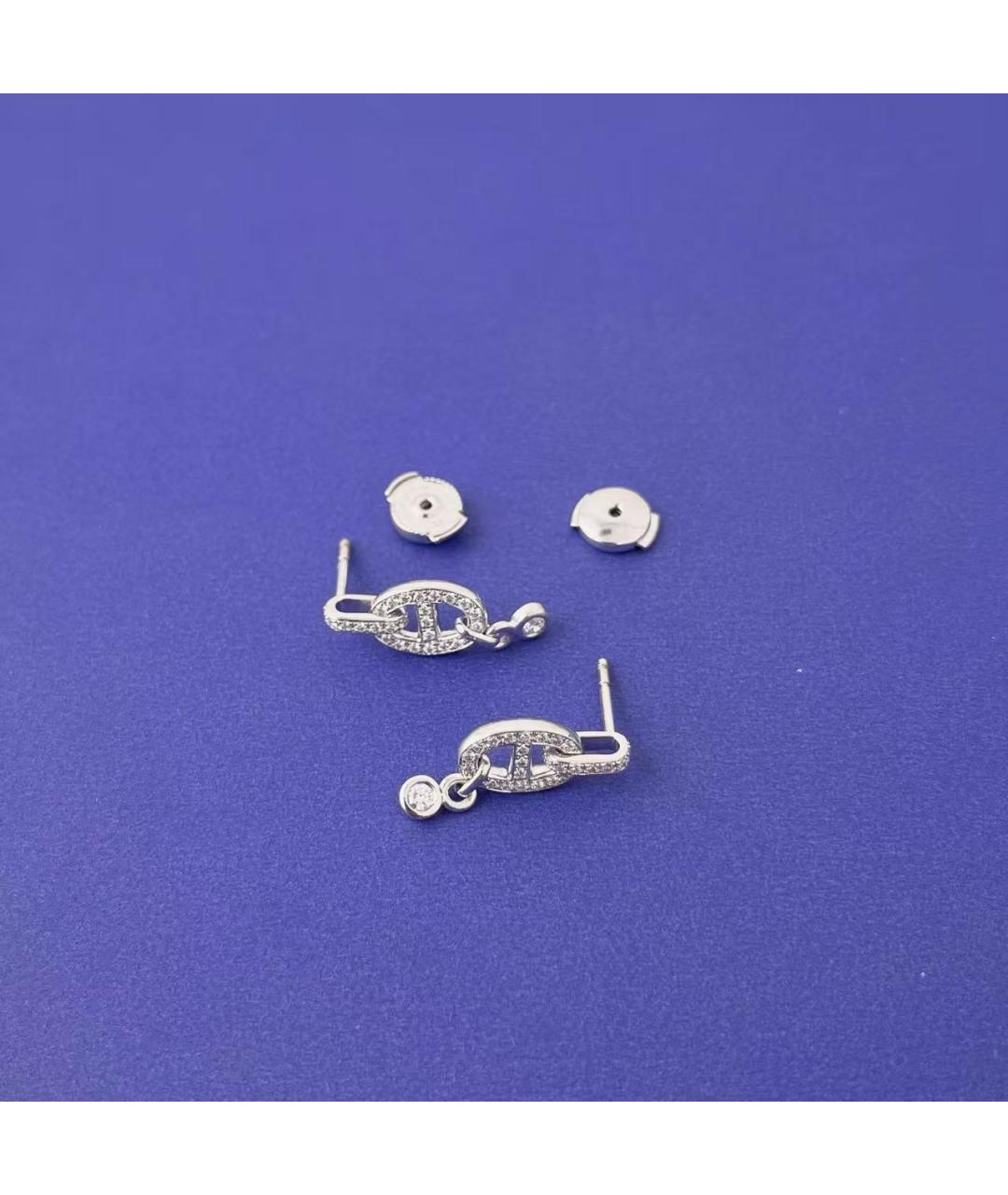 HERMES Серебряные серьги из белого золота, фото 4