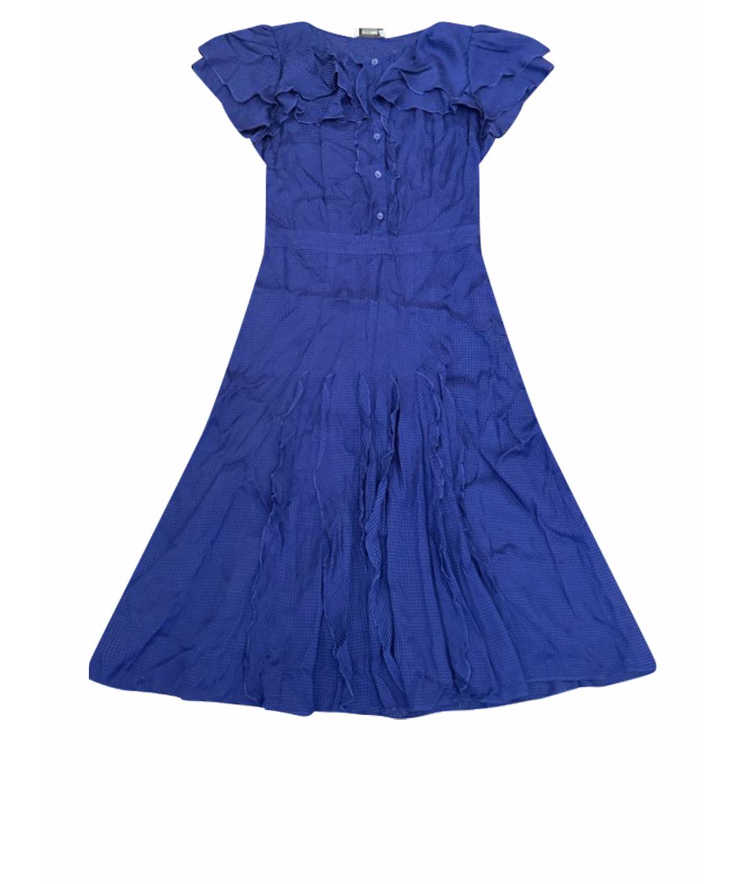 MOSCHINO Синее шелковое повседневное платье, фото 1