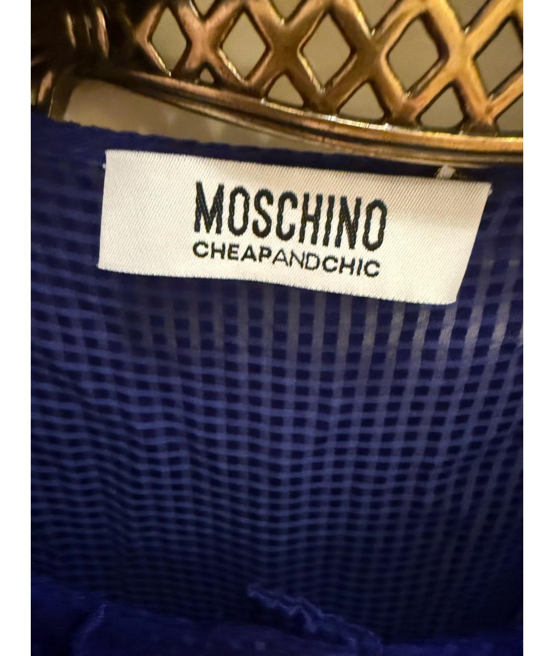 MOSCHINO Синее шелковое повседневное платье, фото 3