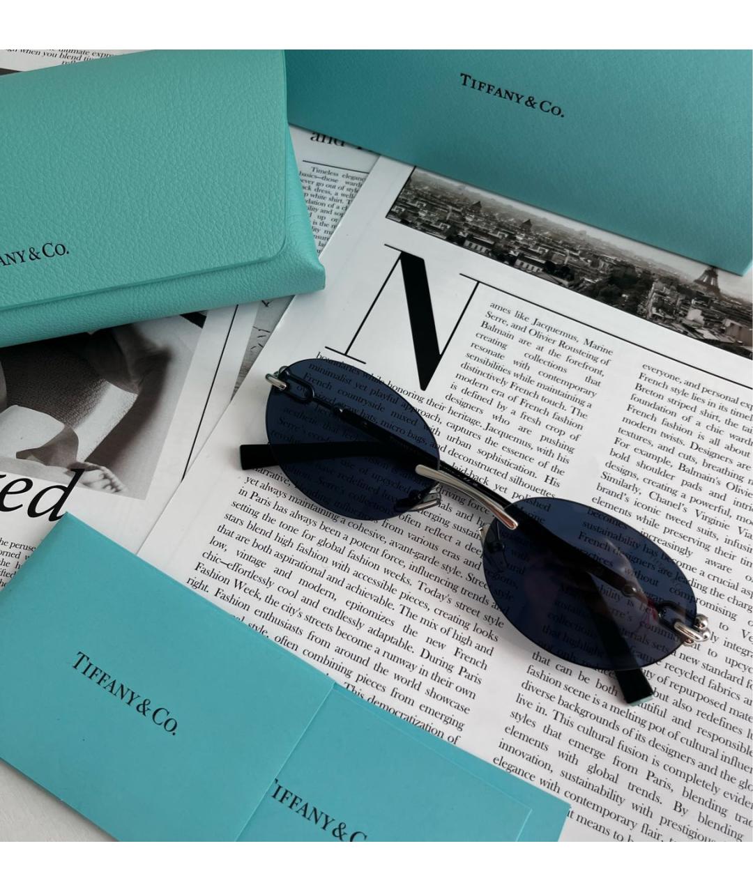 TIFFANY&CO Темно-синие солнцезащитные очки, фото 2