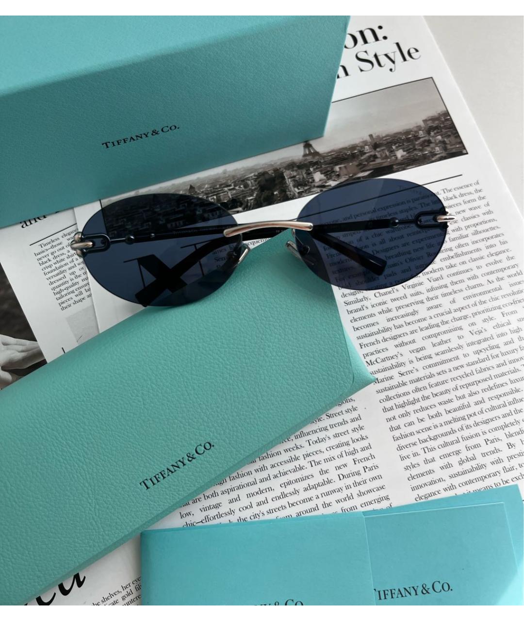 TIFFANY&CO Темно-синие солнцезащитные очки, фото 4