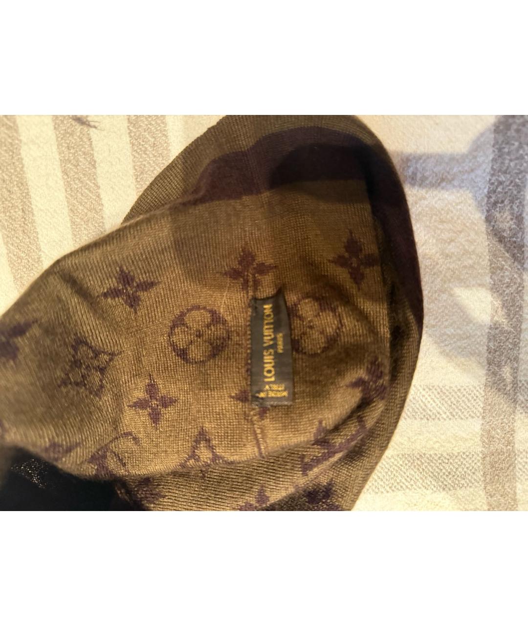 LOUIS VUITTON Коричневая кашемировая шапка, фото 3