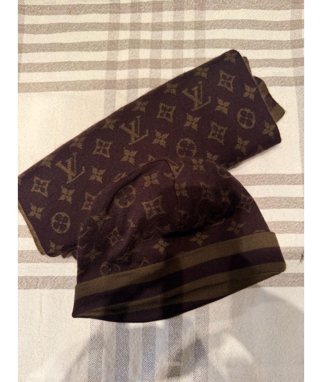 LOUIS VUITTON Коричневая кашемировая шапка, фото 4