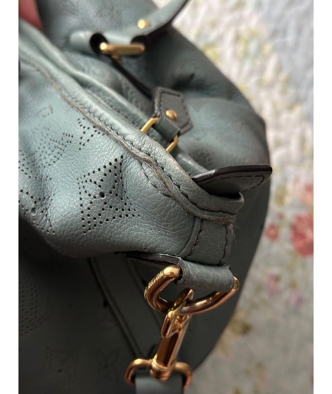 LOUIS VUITTON Бирюзовая кожаная сумка с короткими ручками, фото 5