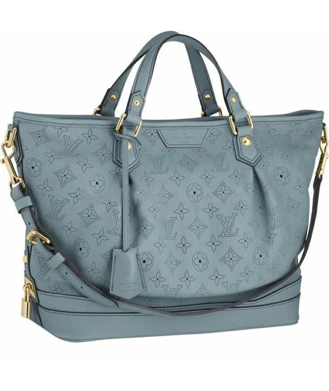 LOUIS VUITTON Бирюзовая кожаная сумка с короткими ручками, фото 8