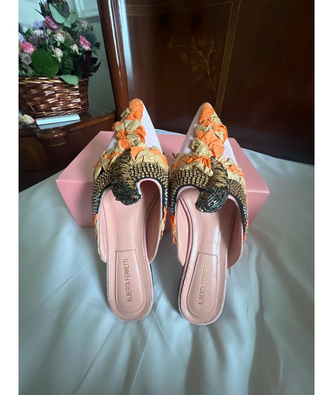 ALBERTA FERRETTI Розовые бархатные мюли, фото 3