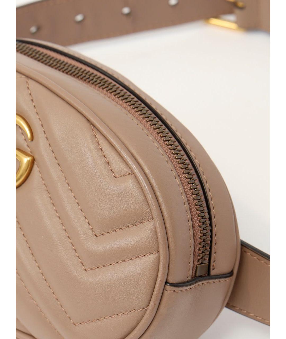 GUCCI Бежевая кожаная поясная сумка, фото 5