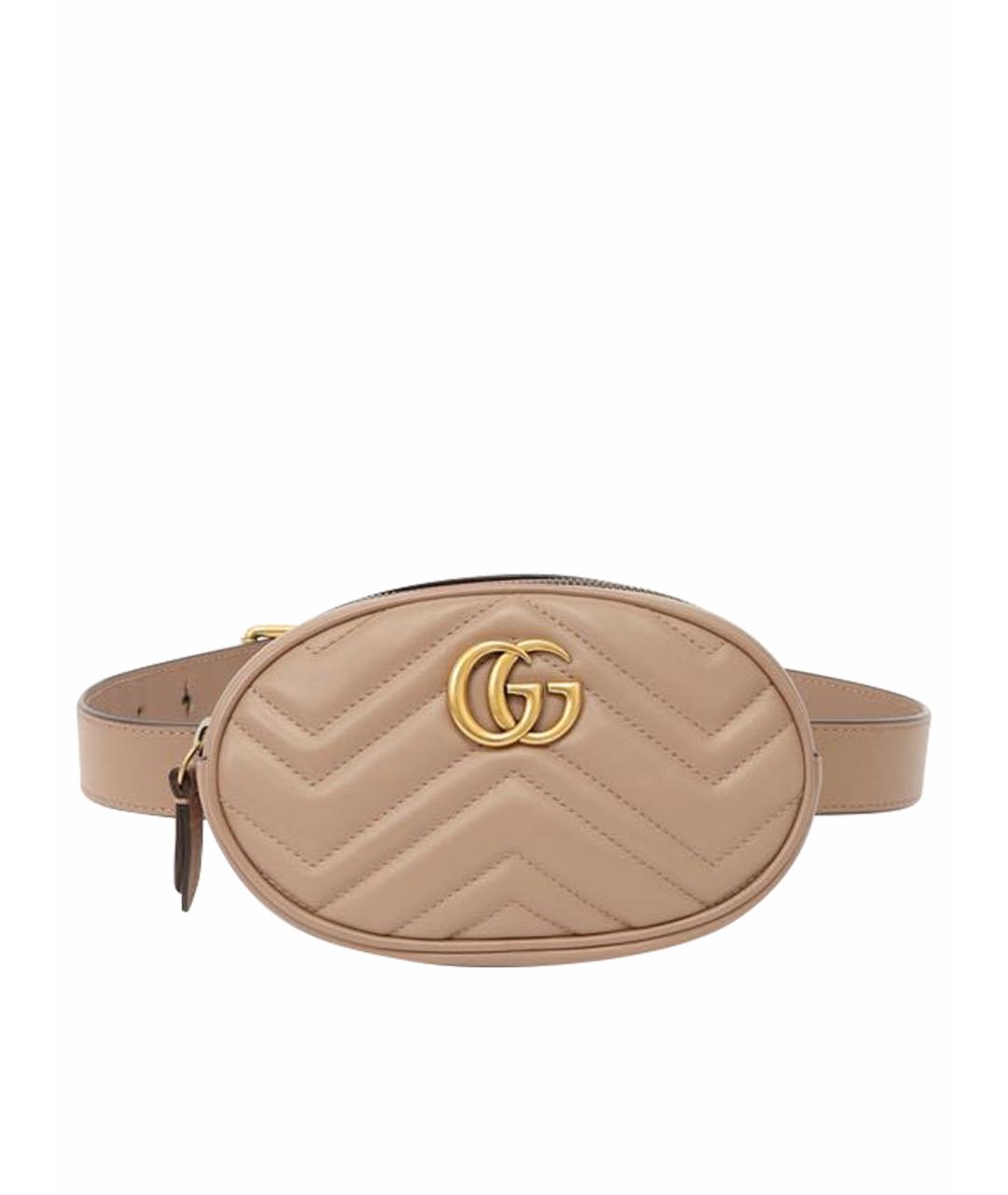 GUCCI Бежевая кожаная поясная сумка, фото 1