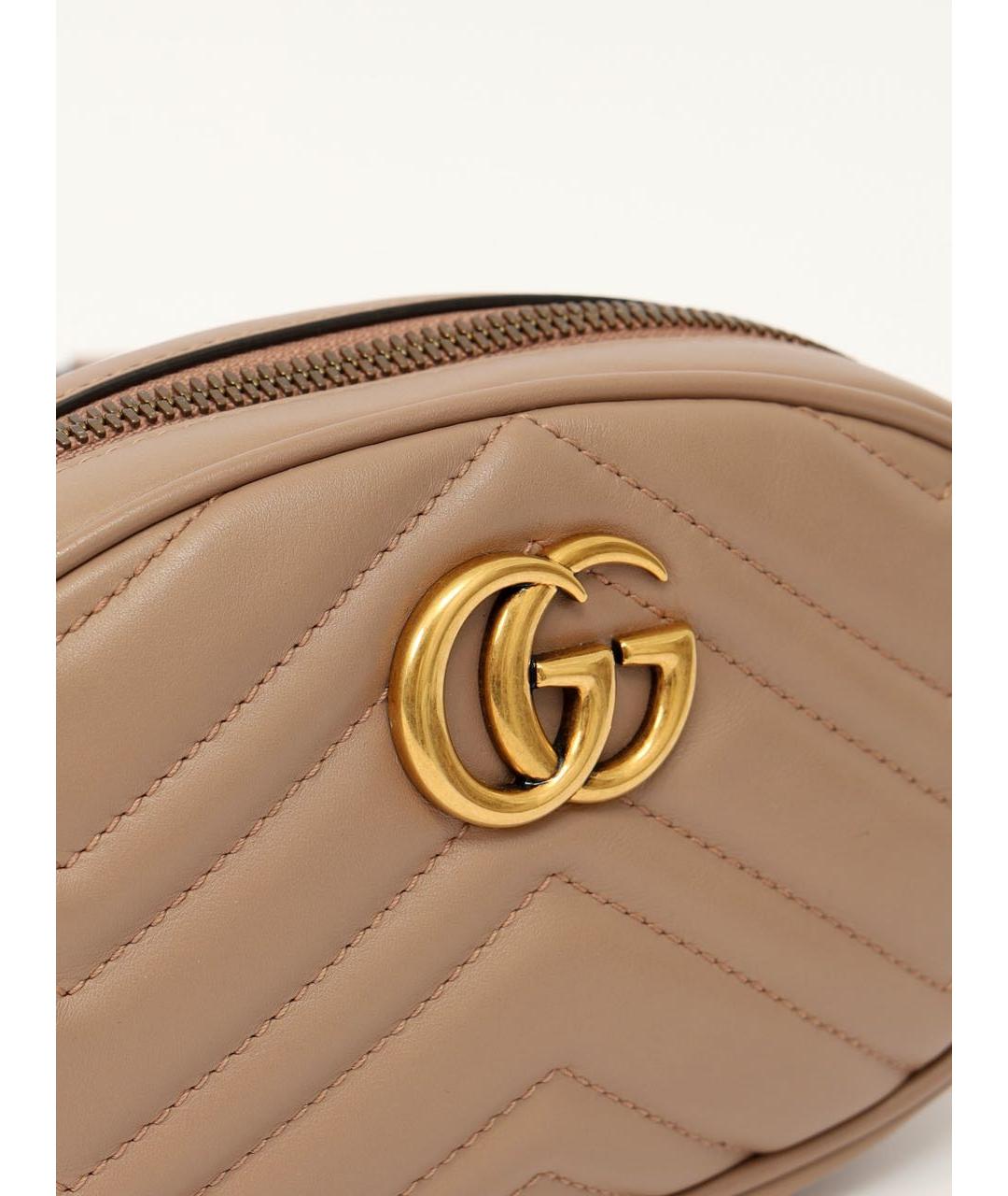 GUCCI Бежевая кожаная поясная сумка, фото 3