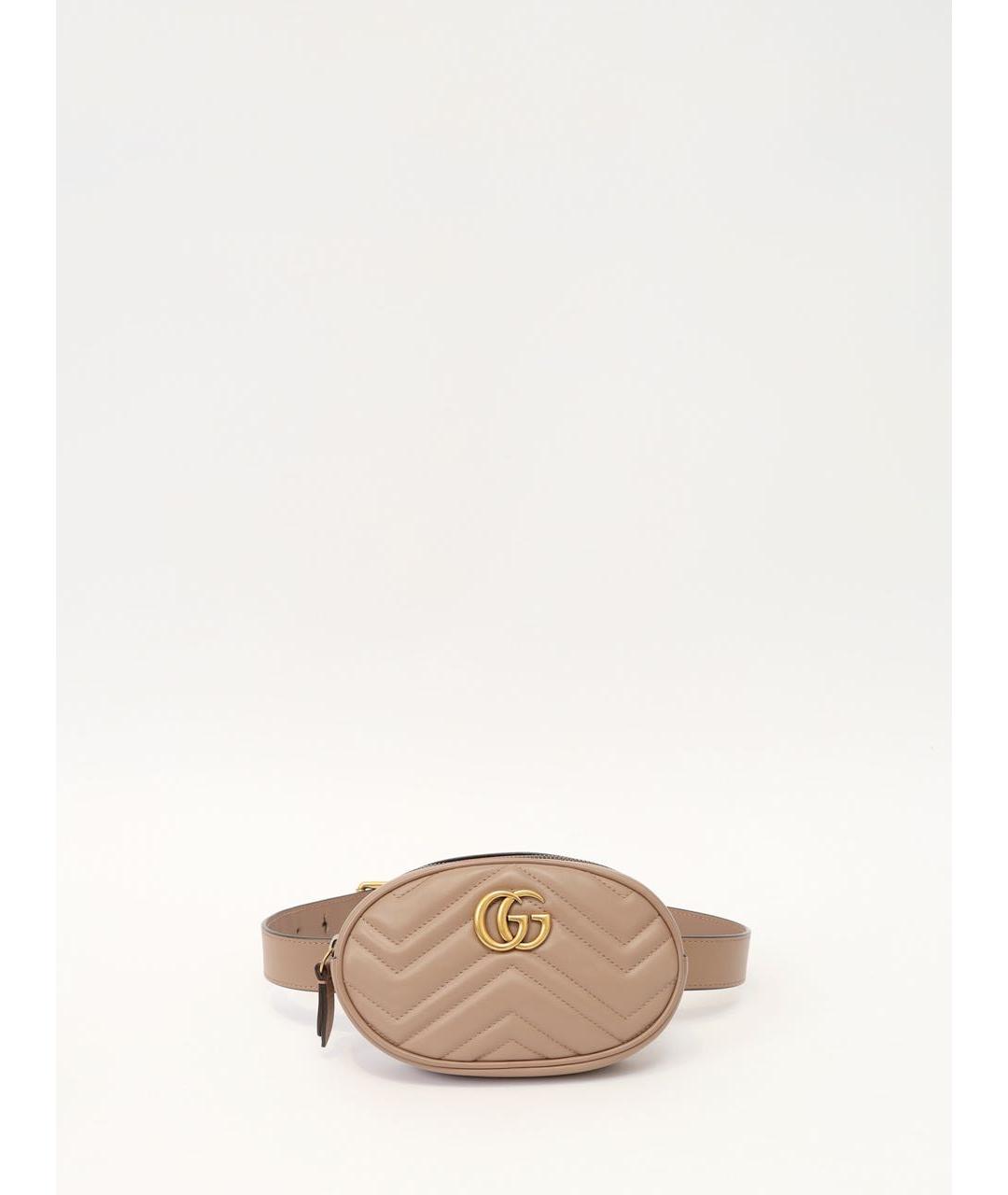 GUCCI Бежевая кожаная поясная сумка, фото 9