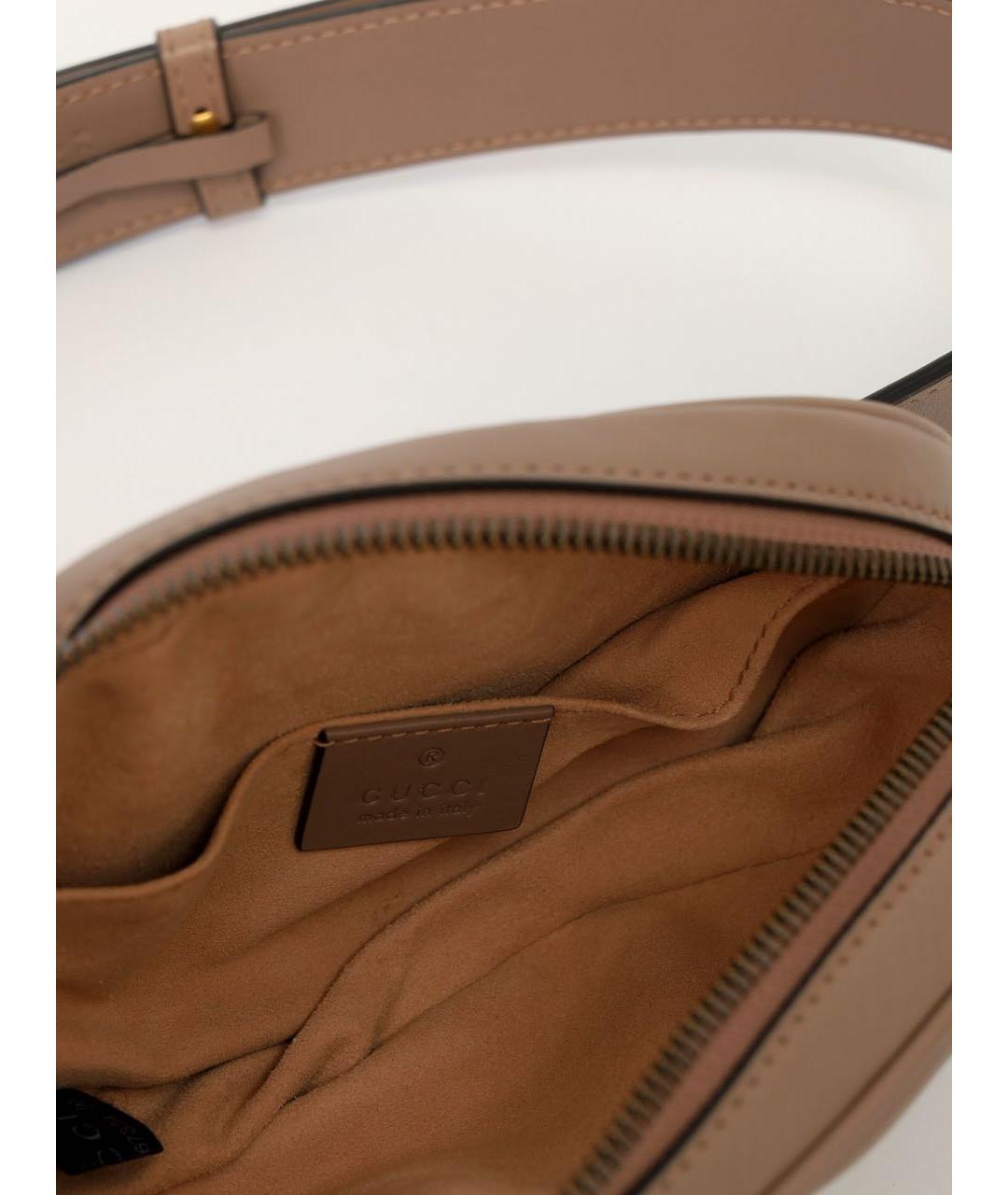 GUCCI Бежевая кожаная поясная сумка, фото 4
