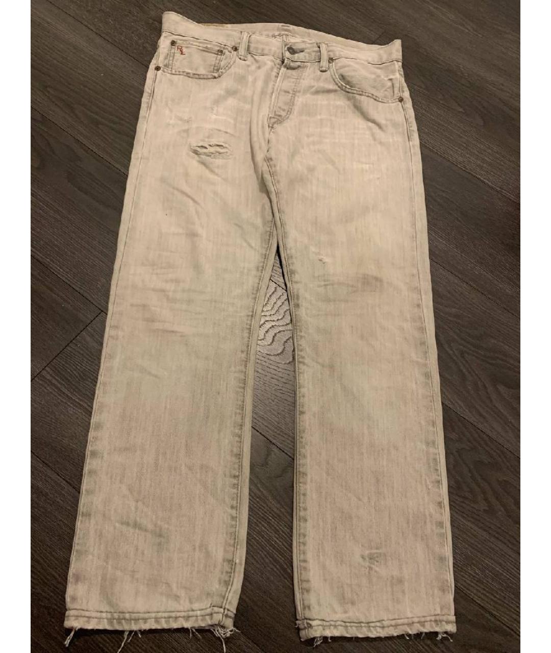 POLO RALPH LAUREN Серые хлопковые прямые джинсы, фото 7