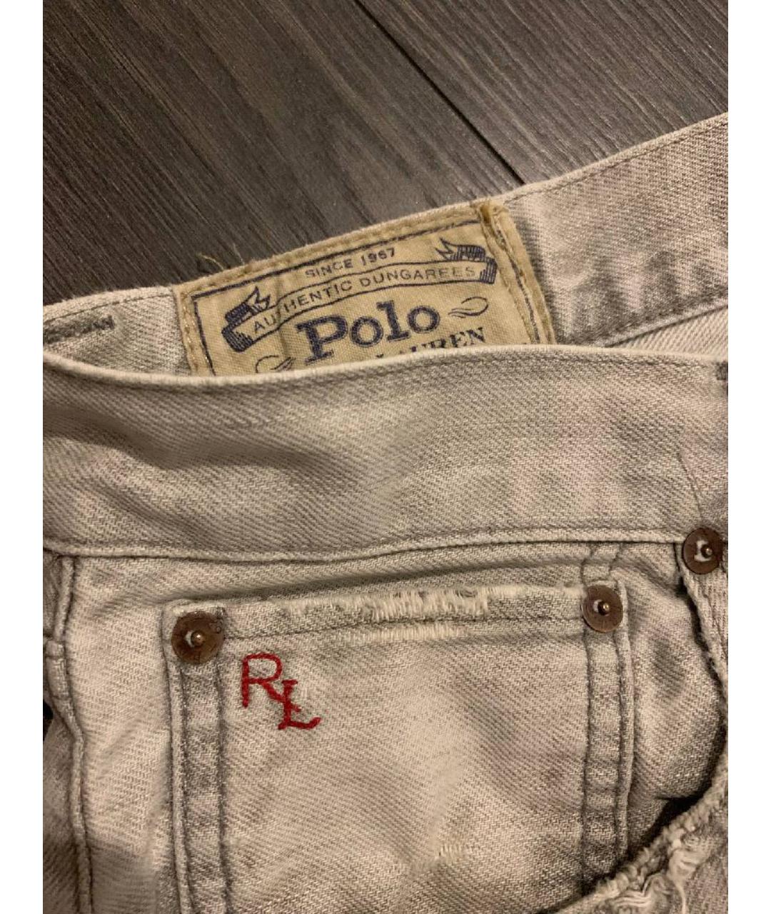 POLO RALPH LAUREN Серые хлопковые прямые джинсы, фото 5