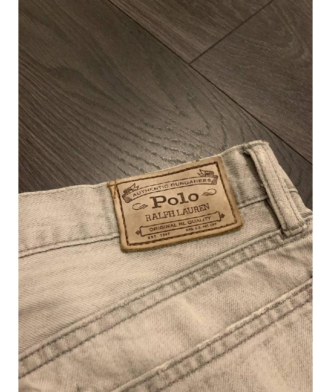 POLO RALPH LAUREN Серые хлопковые прямые джинсы, фото 4