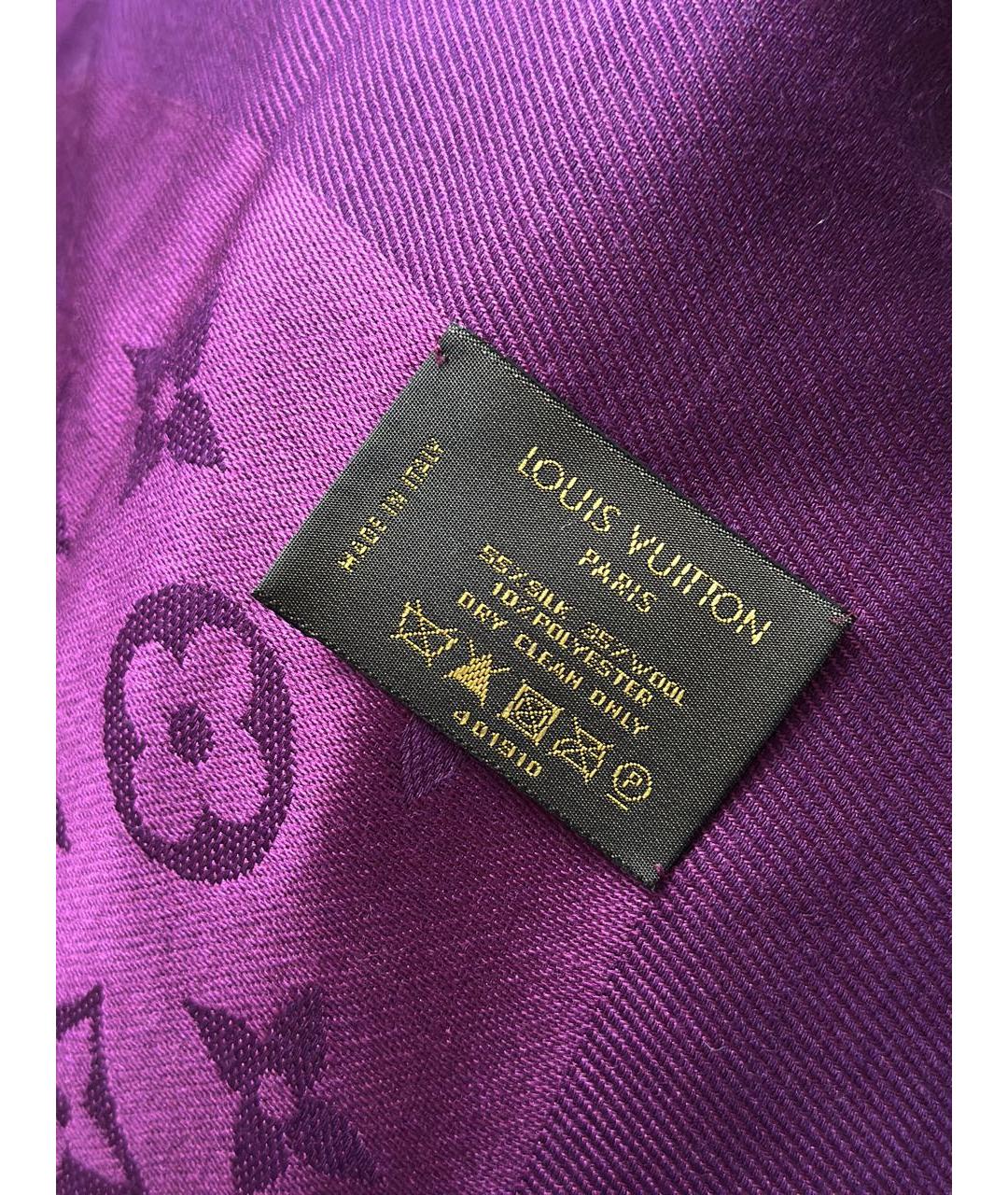 LOUIS VUITTON Фиолетовый шелковый платок, фото 3