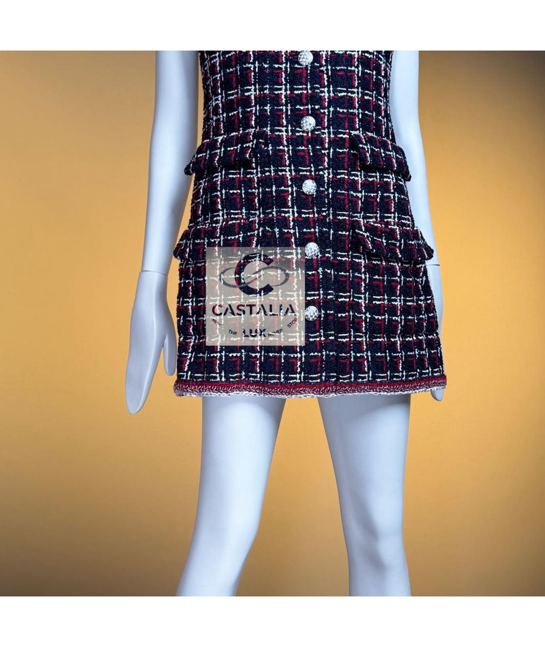 CHANEL Темно-синее твидовое коктейльное платье, фото 8