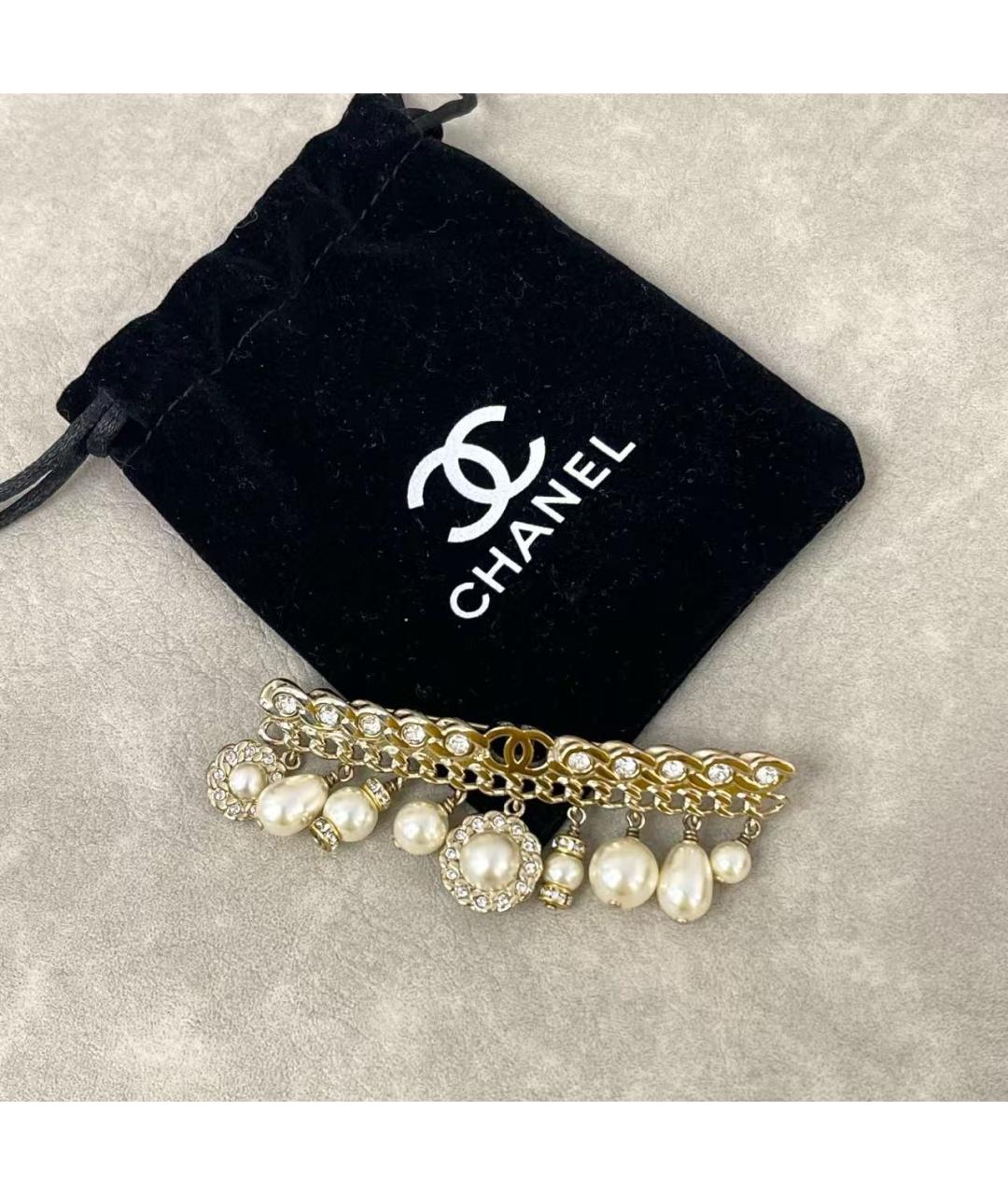 CHANEL Золотая металлическая брошь, фото 2