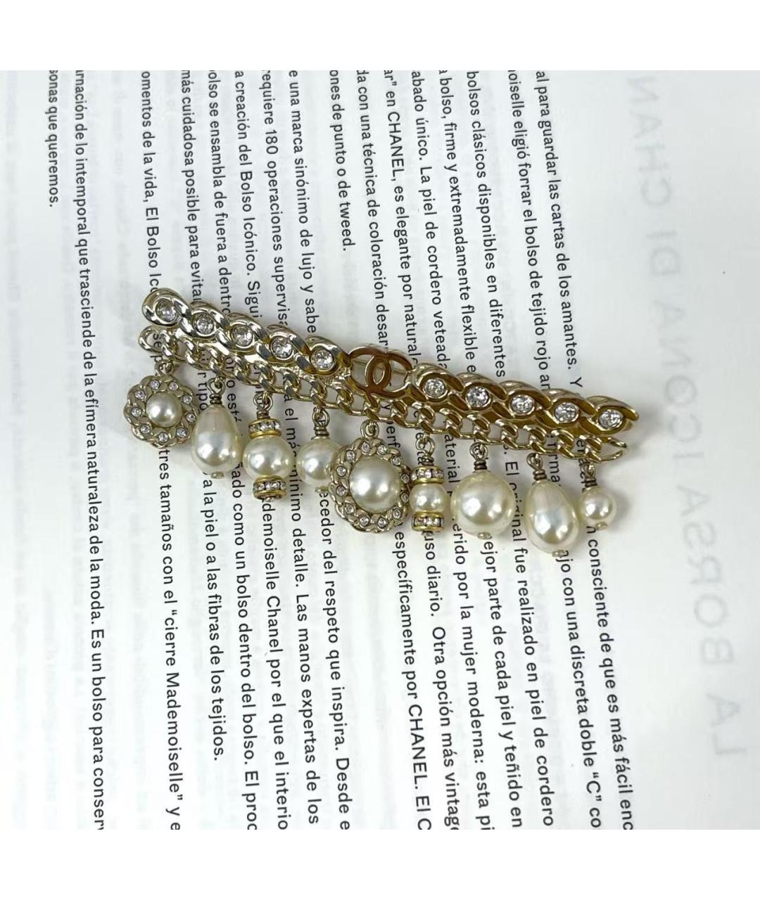 CHANEL Золотая металлическая брошь, фото 4