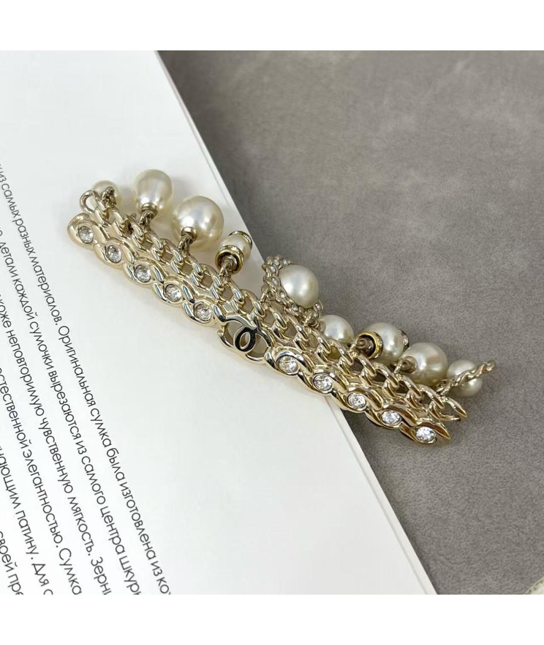 CHANEL Золотая металлическая брошь, фото 5