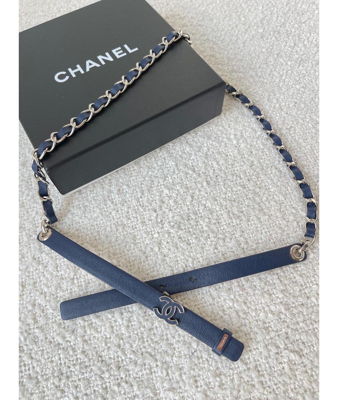 CHANEL Синий кожаный ремень, фото 9