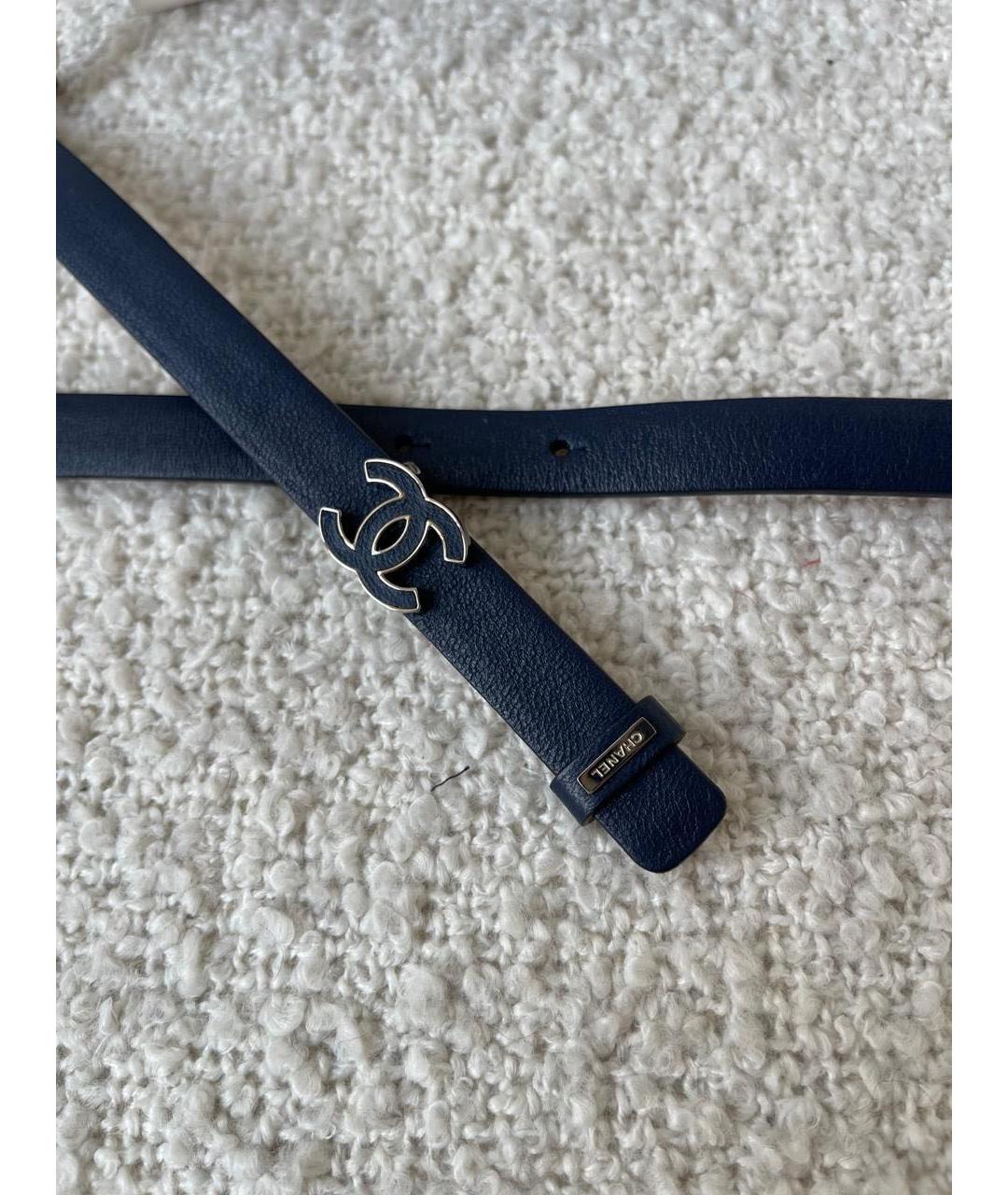 CHANEL Синий кожаный ремень, фото 3