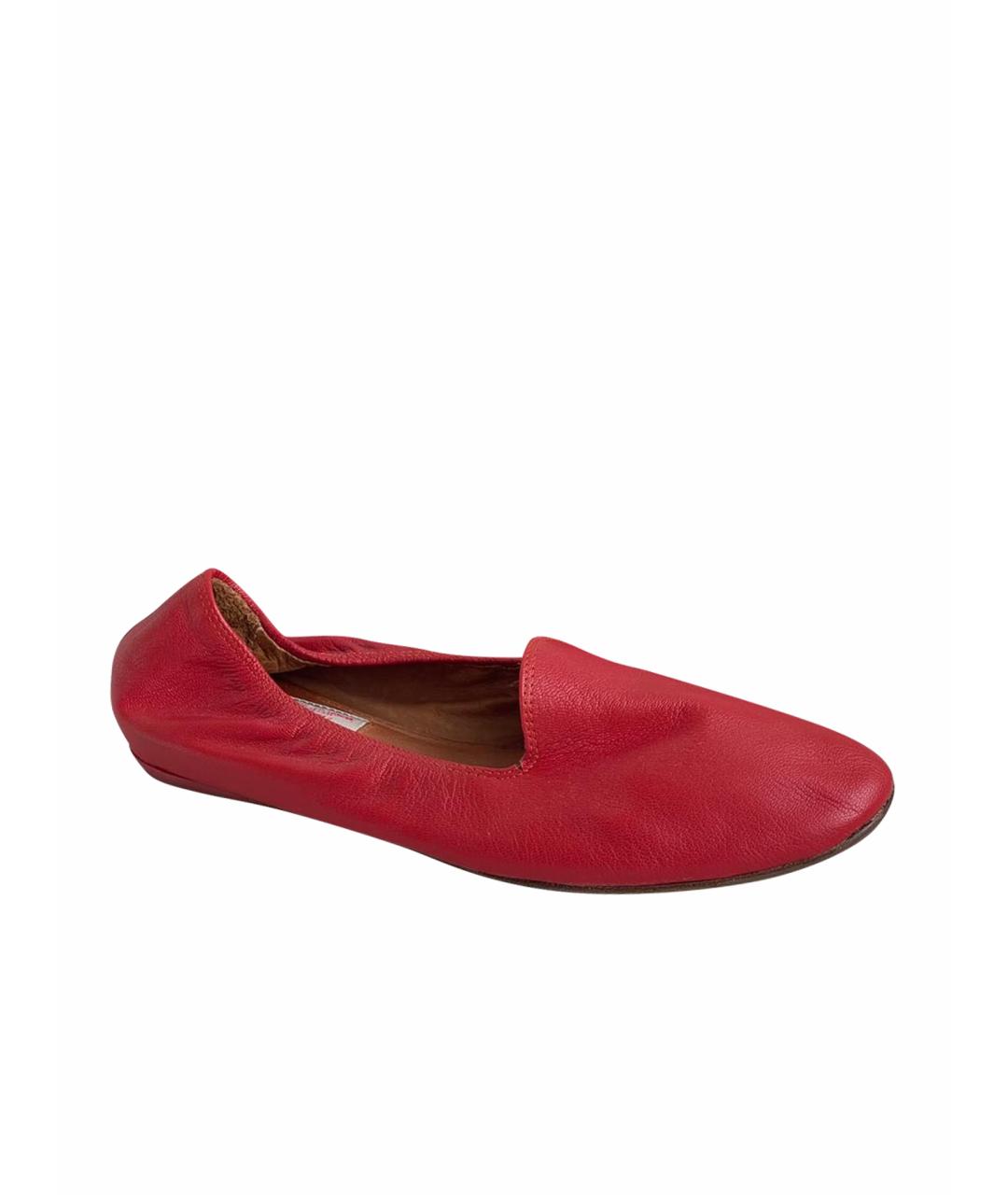 LANVIN Красные кожаные балетки, фото 1