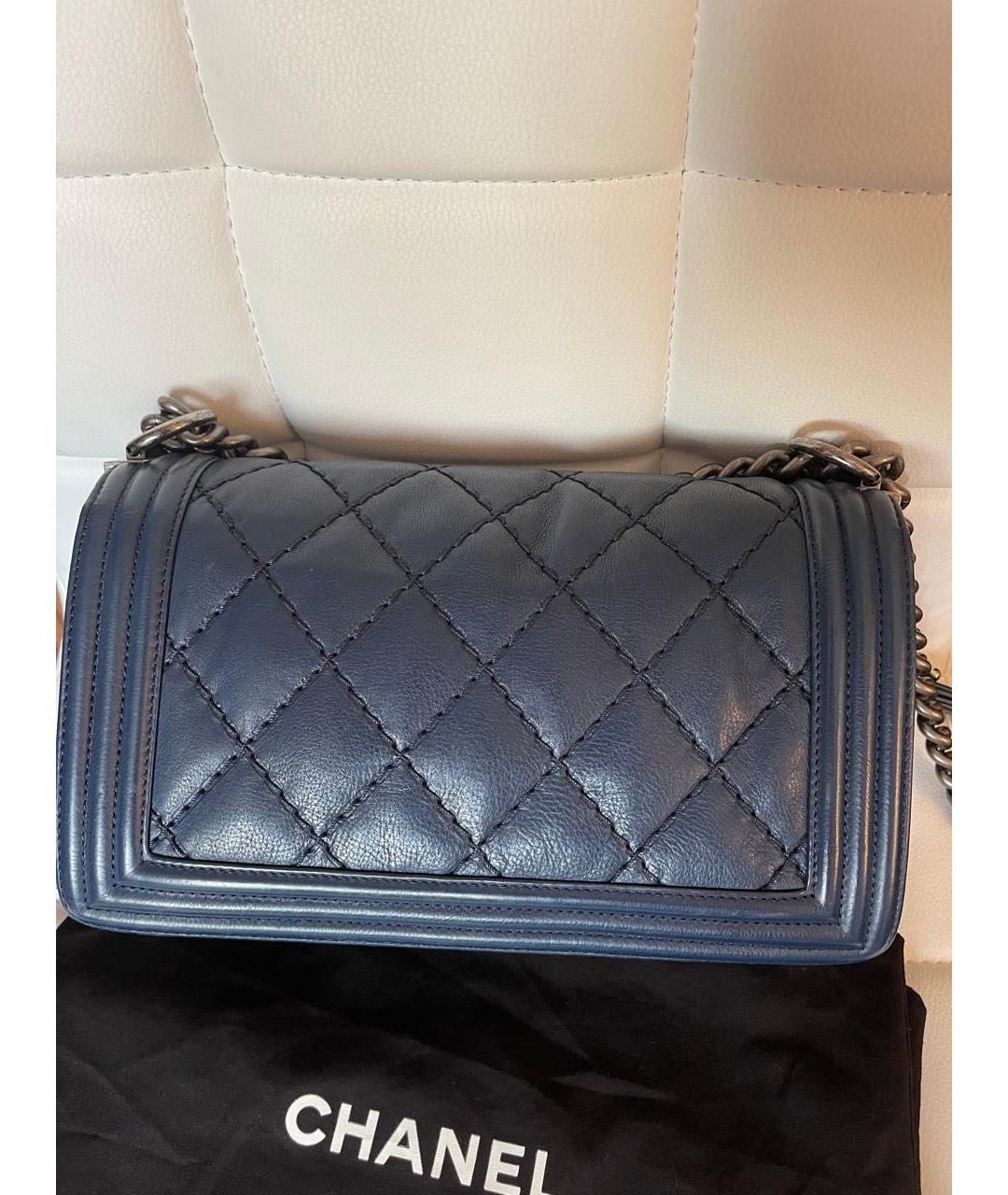 CHANEL Темно-синяя кожаная сумка тоут, фото 2