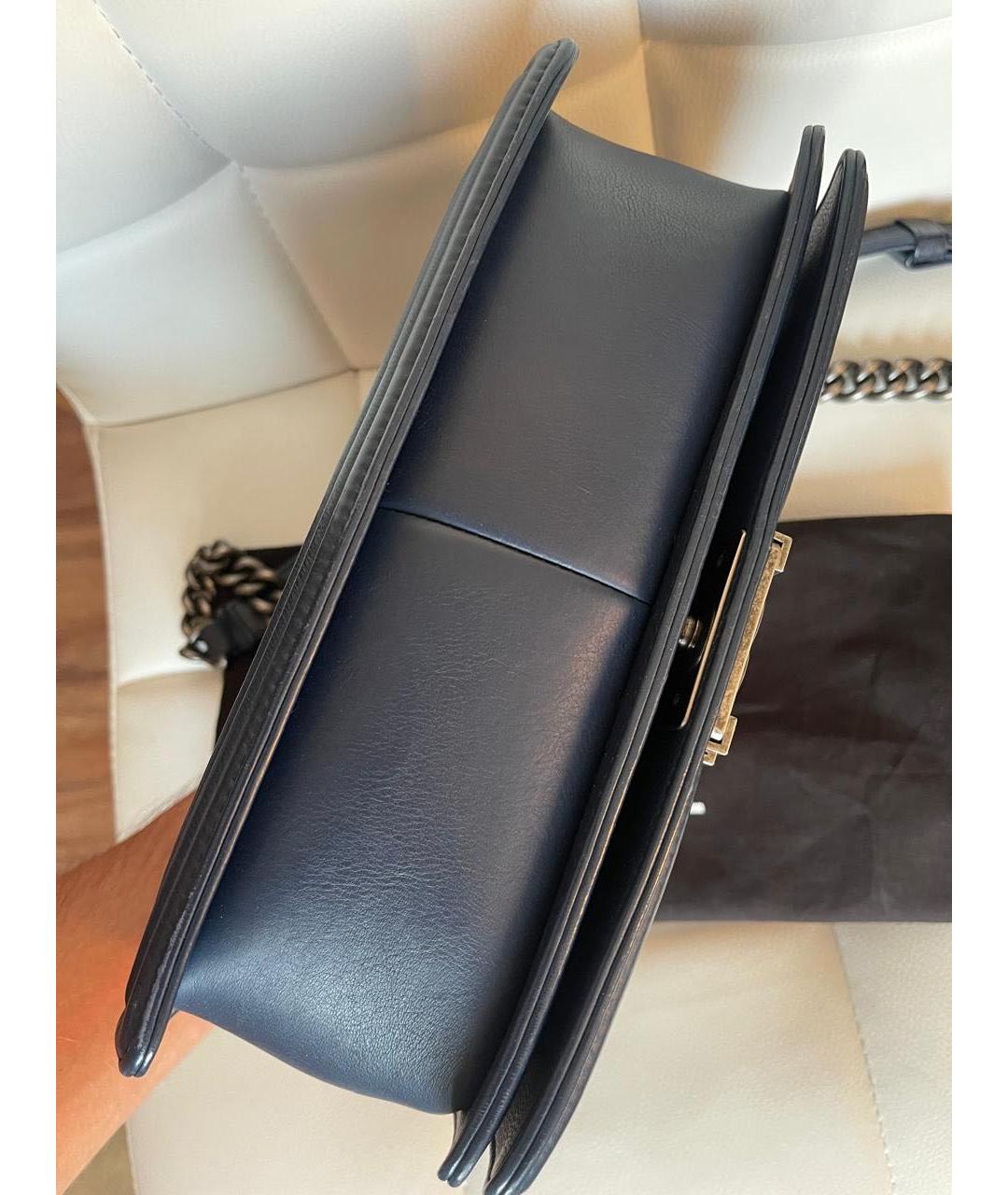 CHANEL Темно-синяя кожаная сумка тоут, фото 6