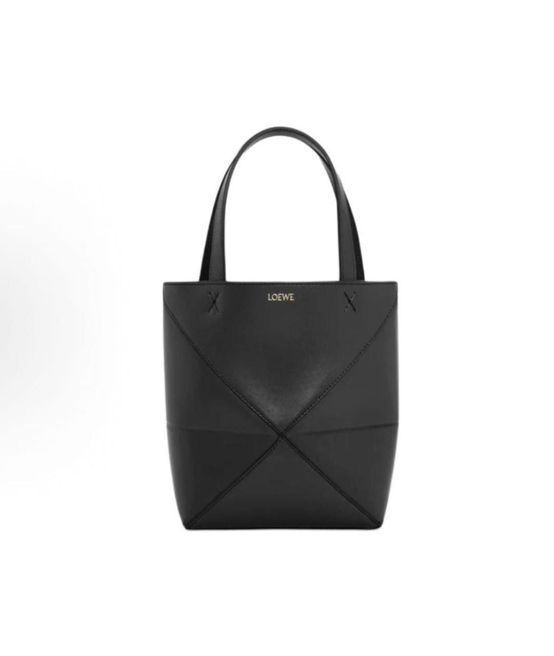 LOEWE Черная кожаная сумка тоут, фото 8